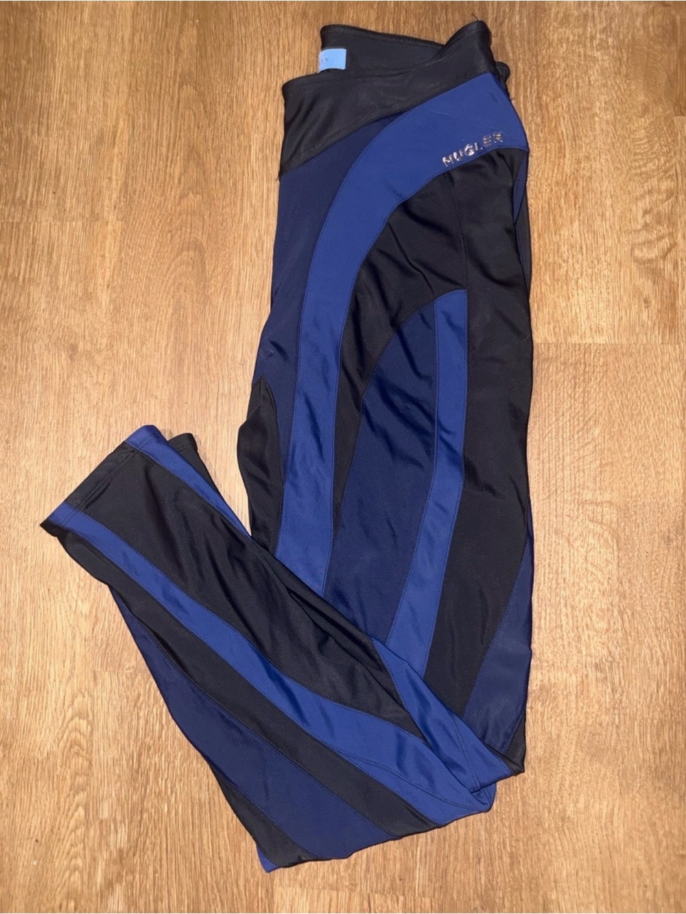 Mugler Black and Navy Colorblock Leggings